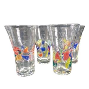(4) FRESH by Global Amici Italy 13oz Hand Blown Highball Mosaic Gift *READ*